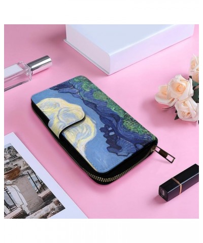 Women's RFID Blocking Van Gogh Print PU Leather Zip Around Wallet Phone Credit Card Holder Clutch Travel Purse Wristlet,Monet...