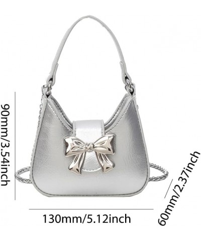 Small Shoulder Bag Cute Bow Purse for Women Crossbody Bag Trendy Y2K Purse Satchel Handbag Purse Silver Small $19.49 Totes