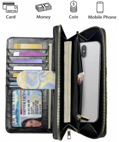 Women's RFID Blocking Van Gogh Print PU Leather Zip Around Wallet Phone Credit Card Holder Clutch Travel Purse Wristlet,Monet...