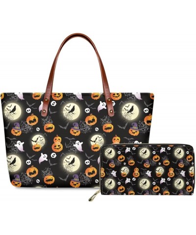 Cute Animal Women Tote Top-handle Bag Big Cross-body Handbag Long Purse Wallet Gift Halloween Ghost Spider Web $23.03 Totes