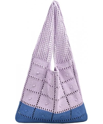 Crochet Bags for Women Large Tote Bag Aesthetic Handbag Woven Shoulder Bag Beach Tote Bag Hippie Bag Knit Bag Purple Blue $11...