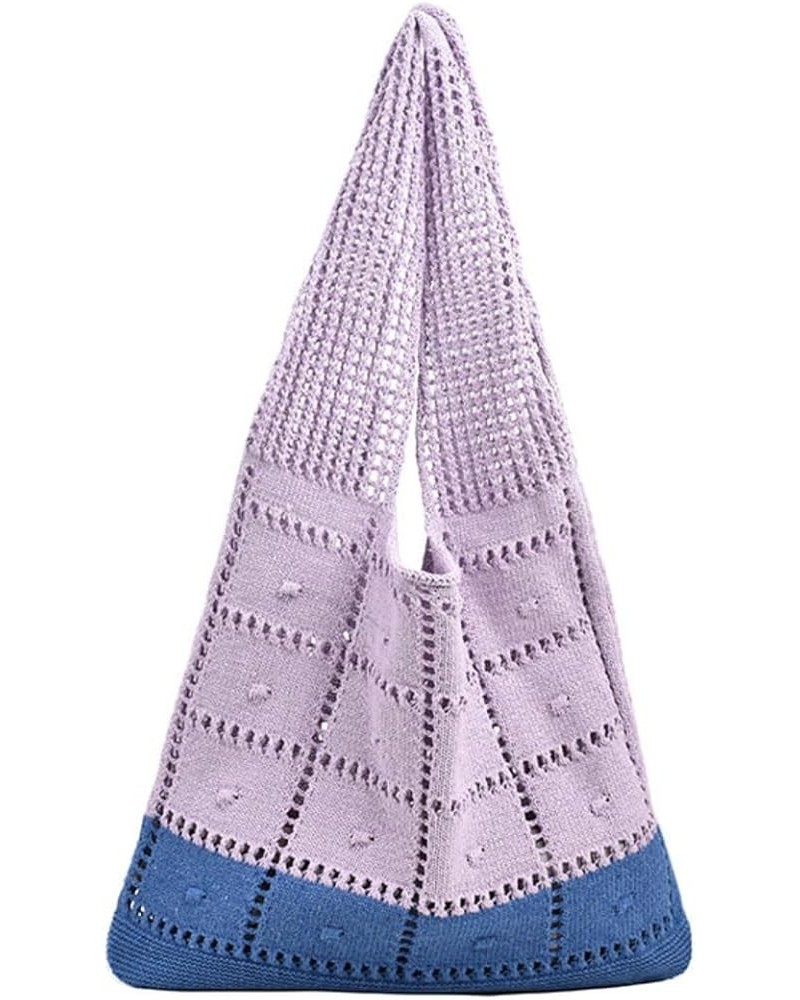 Crochet Bags for Women Large Tote Bag Aesthetic Handbag Woven Shoulder Bag Beach Tote Bag Hippie Bag Knit Bag Purple Blue $11...