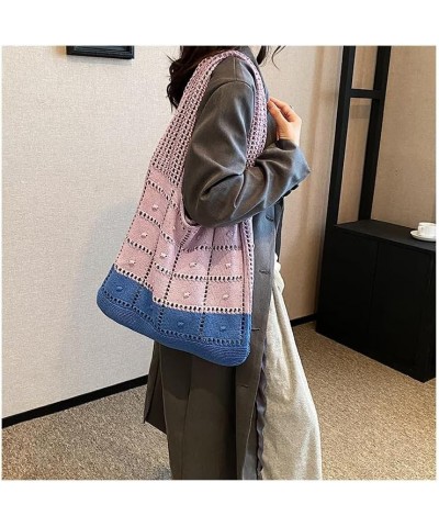 Crochet Bags for Women Large Tote Bag Aesthetic Handbag Woven Shoulder Bag Beach Tote Bag Hippie Bag Knit Bag Purple Blue $11...