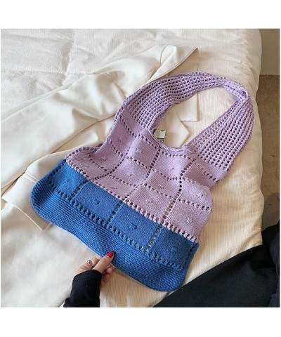 Crochet Bags for Women Large Tote Bag Aesthetic Handbag Woven Shoulder Bag Beach Tote Bag Hippie Bag Knit Bag Purple Blue $11...