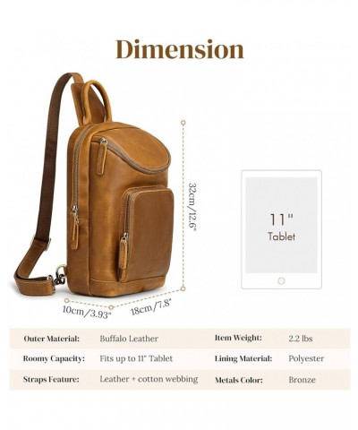 Sling Bag for Women Men Genuine Leather Vintage Crossbody Chest Bags Backpack Daypack Outdoor Travel Light Brown $43.88 Backp...