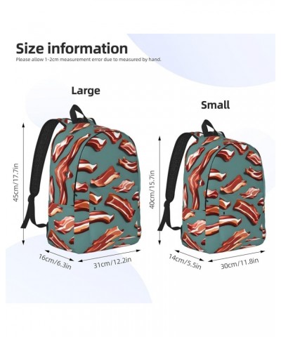 Streaky Bacon Pattern Print Unisex Canvas Bag Canvas Shoulder Pouch Pack Lightweight Backpack For Woman Lady Black Small $23....