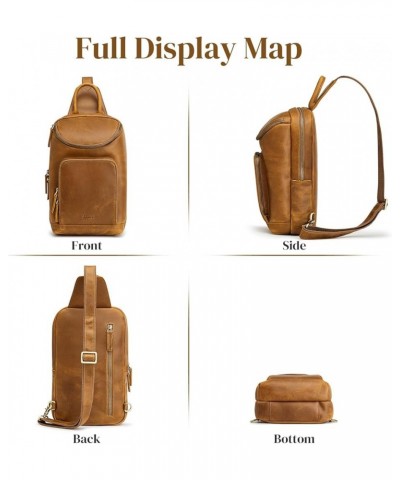 Sling Bag for Women Men Genuine Leather Vintage Crossbody Chest Bags Backpack Daypack Outdoor Travel Light Brown $43.88 Backp...