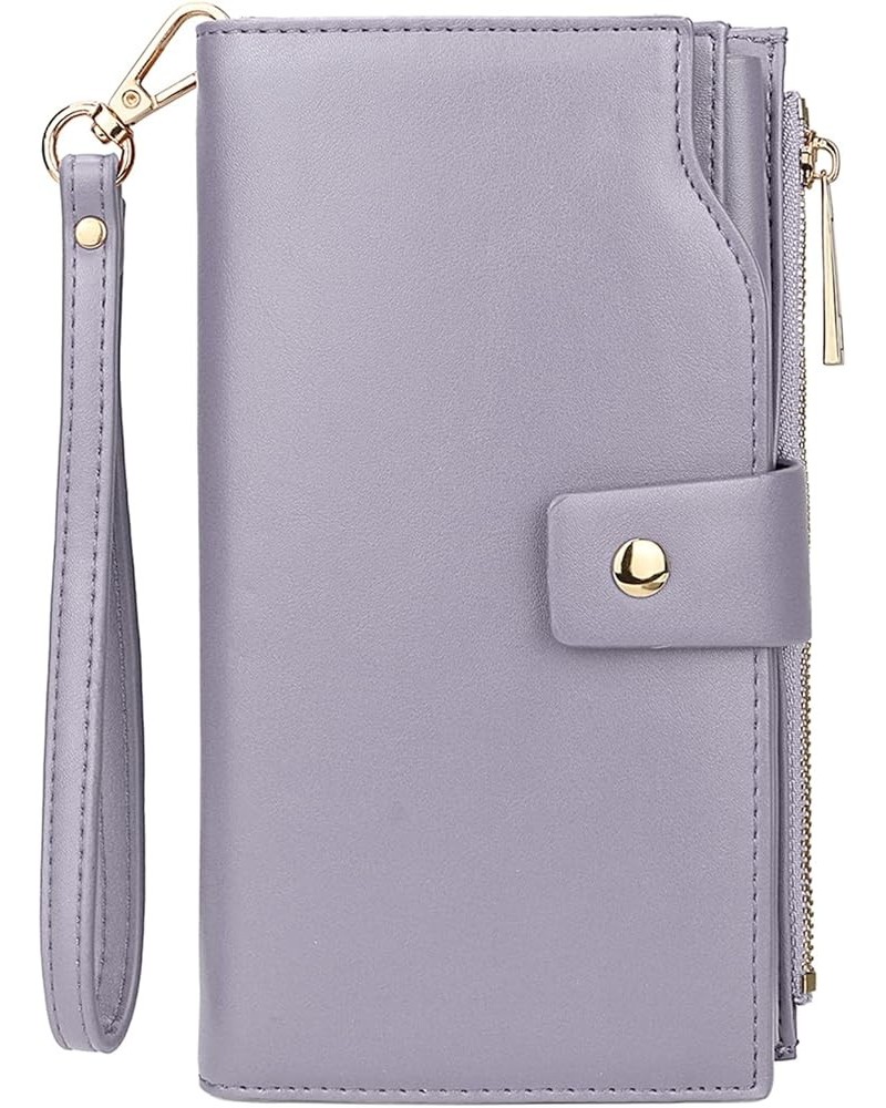 Wallet Women Vegan Leather RFID Blocking Large Ladies Wristlet Purse Card Holder Organizer Clutch 226 Light Purple $15.92 Wri...