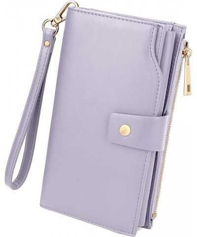 Wallet Women Vegan Leather RFID Blocking Large Ladies Wristlet Purse Card Holder Organizer Clutch 226 Light Purple $15.92 Wri...