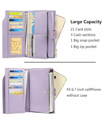 Wallet Women Vegan Leather RFID Blocking Large Ladies Wristlet Purse Card Holder Organizer Clutch 226 Light Purple $15.92 Wri...