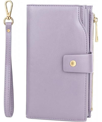 Wallet Women Vegan Leather RFID Blocking Large Ladies Wristlet Purse Card Holder Organizer Clutch 226 Light Purple $15.92 Wri...