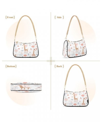 Shoulder Tote HandBag for Women Giraffe Pattern Clutch Single Chain Crossbody Bag with Zipper Closure $14.40 Totes