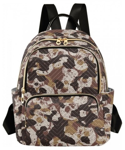 Camouflage Skull Women's Backpack Purse Causal Daypack Work Travel College Business Trip Bag Shoulder Bag Small $15.67 Backpacks