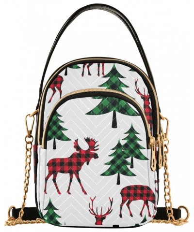 Buffalo Plaid Deer Trees Christmas Crossbody Bags for Women Cross Body Purses Shoulder Handbag with Chain Strap for Gifts $10...