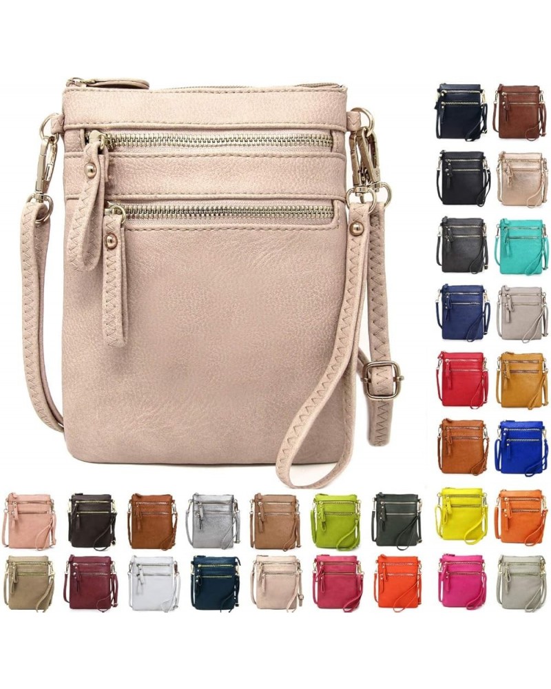 Women's Crossbody Bag Multi Zipper Pockets with Detachable Wristlet, Lightweight Travel Purse, Cell Phone Purses Nude $12.23 ...