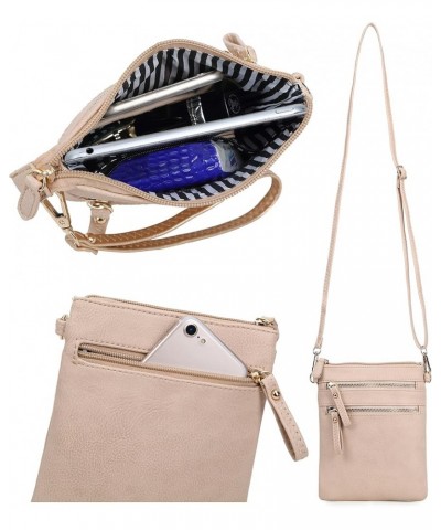 Women's Crossbody Bag Multi Zipper Pockets with Detachable Wristlet, Lightweight Travel Purse, Cell Phone Purses Nude $12.23 ...