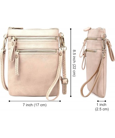 Women's Crossbody Bag Multi Zipper Pockets with Detachable Wristlet, Lightweight Travel Purse, Cell Phone Purses Nude $12.23 ...