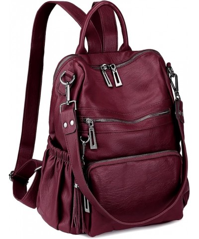 Backpack Purse for Women Vegan Leather Ladies Fashion Travel Shoulder Bag Convertible 0243 Wine Red $13.33 Backpacks