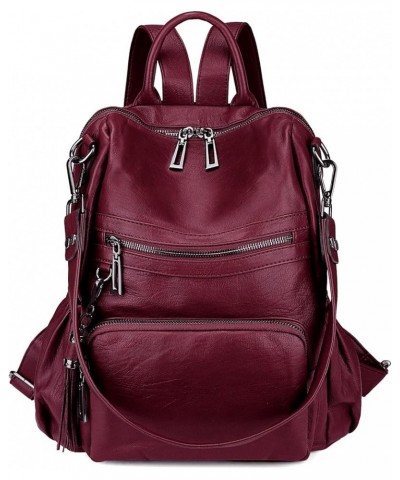 Backpack Purse for Women Vegan Leather Ladies Fashion Travel Shoulder Bag Convertible 0243 Wine Red $13.33 Backpacks