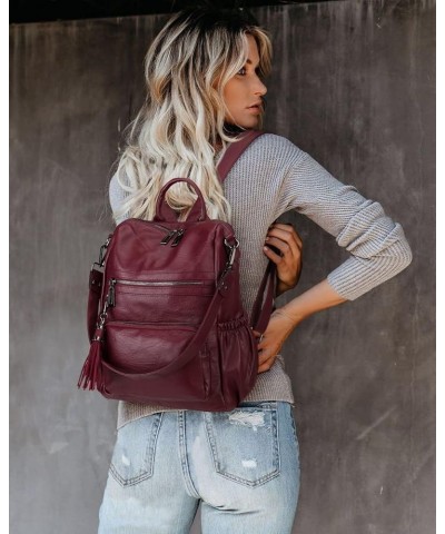 Backpack Purse for Women Vegan Leather Ladies Fashion Travel Shoulder Bag Convertible 0243 Wine Red $13.33 Backpacks