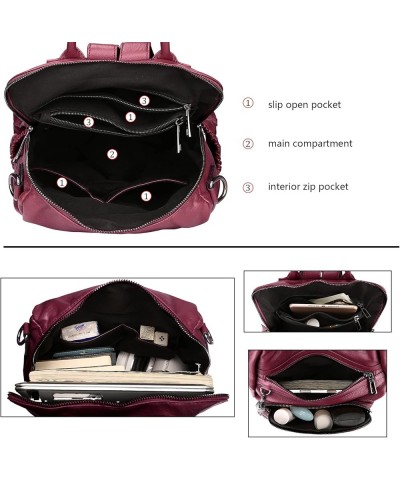 Backpack Purse for Women Vegan Leather Ladies Fashion Travel Shoulder Bag Convertible 0243 Wine Red $13.33 Backpacks