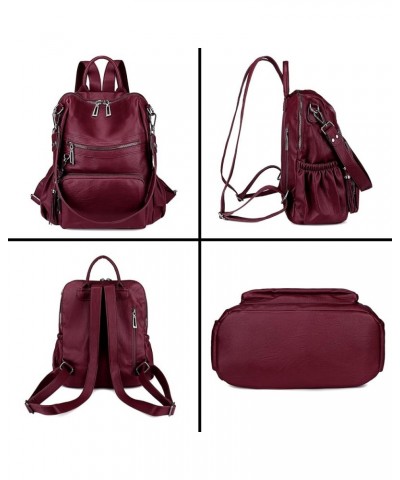 Backpack Purse for Women Vegan Leather Ladies Fashion Travel Shoulder Bag Convertible 0243 Wine Red $13.33 Backpacks