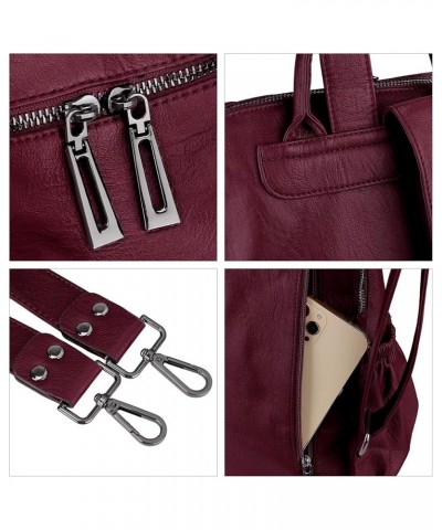 Backpack Purse for Women Vegan Leather Ladies Fashion Travel Shoulder Bag Convertible 0243 Wine Red $13.33 Backpacks