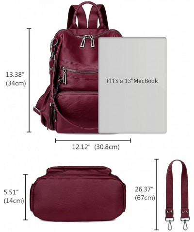 Backpack Purse for Women Vegan Leather Ladies Fashion Travel Shoulder Bag Convertible 0243 Wine Red $13.33 Backpacks