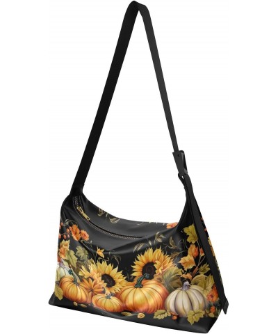 Pumpkin Fall Shoulder Bag,Large Purses for Women,Made of PU Leather Handbags Hobo Bag Waterproof with Pockets Zipper for Unis...