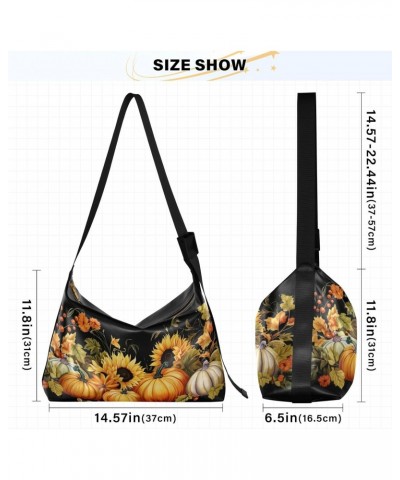 Pumpkin Fall Shoulder Bag,Large Purses for Women,Made of PU Leather Handbags Hobo Bag Waterproof with Pockets Zipper for Unis...