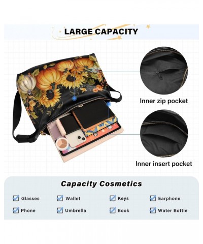 Pumpkin Fall Shoulder Bag,Large Purses for Women,Made of PU Leather Handbags Hobo Bag Waterproof with Pockets Zipper for Unis...