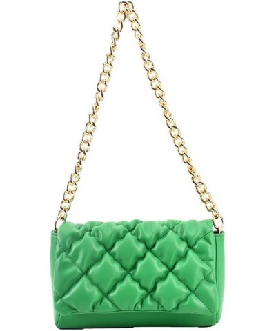 Quilted Purse for Women Classic Shoulder Bag Designer Crossbody Bag with Chain Strap Green $11.43 Shoulder Bags