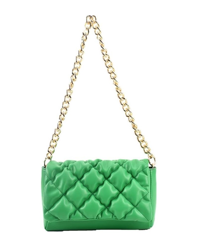 Quilted Purse for Women Classic Shoulder Bag Designer Crossbody Bag with Chain Strap Green $11.43 Shoulder Bags