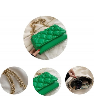 Quilted Purse for Women Classic Shoulder Bag Designer Crossbody Bag with Chain Strap Green $11.43 Shoulder Bags