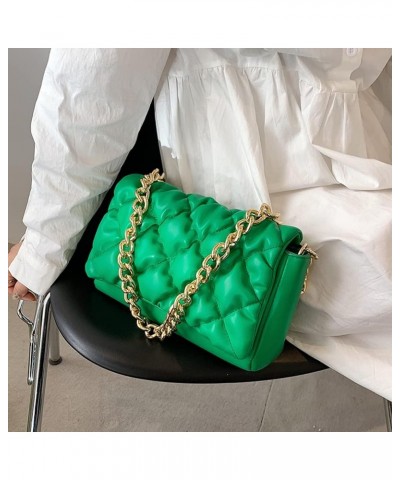 Quilted Purse for Women Classic Shoulder Bag Designer Crossbody Bag with Chain Strap Green $11.43 Shoulder Bags