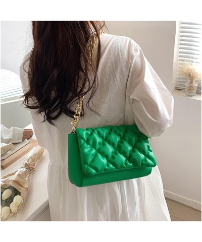 Quilted Purse for Women Classic Shoulder Bag Designer Crossbody Bag with Chain Strap Green $11.43 Shoulder Bags