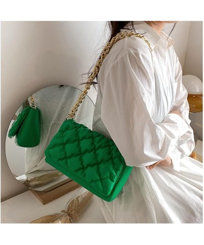 Quilted Purse for Women Classic Shoulder Bag Designer Crossbody Bag with Chain Strap Green $11.43 Shoulder Bags