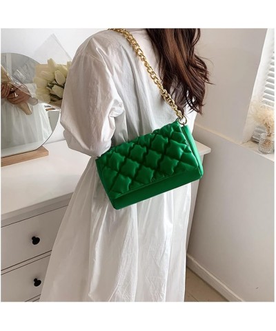 Quilted Purse for Women Classic Shoulder Bag Designer Crossbody Bag with Chain Strap Green $11.43 Shoulder Bags