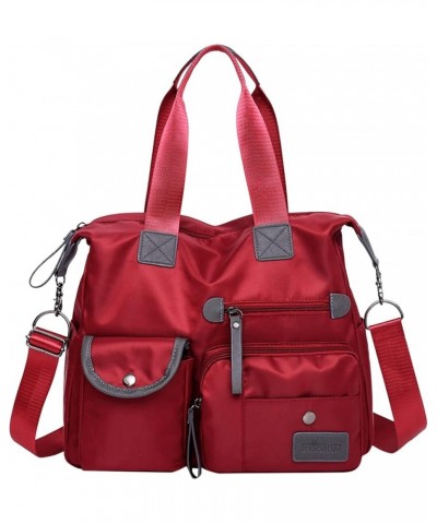 Handbag For Women Waterproof Nylon Crossbody Bag Shoulder Handbag Trendy Tote Bag Red $8.95 Totes