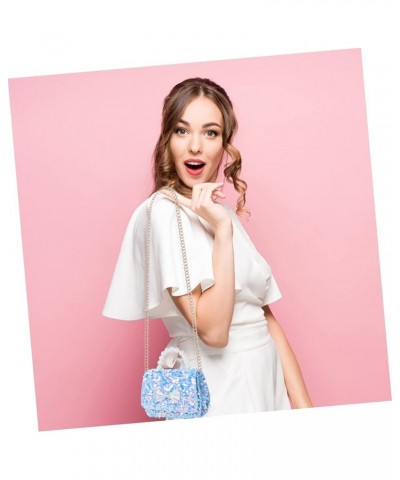 1pc Bow Crossbody Bag Over Shoulder Bag for Women Thigh Garter Harness Sequin Purses for Women Glitter Blue $9.39 Evening Bags