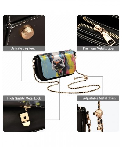 Cow Portraits Leather Crossbody Bag for Women Small Handbag with Chain Strap, Flip-Top Crossbody Purse $20.39 Crossbody Bags