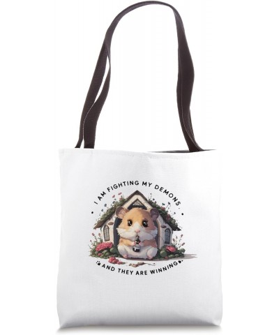 I Am Fighting My Demons And They Are Winning Cute Home Tote Bag $14.55 Totes