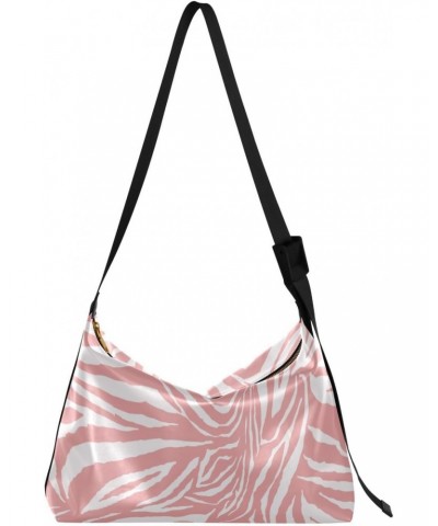 Pink Zebra Print Shoulder Bag Large Slouchy Hobo Bag for Women Men Waterproof PU Leather Crossbody Handbag Casual Tote with A...