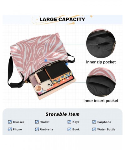 Pink Zebra Print Shoulder Bag Large Slouchy Hobo Bag for Women Men Waterproof PU Leather Crossbody Handbag Casual Tote with A...