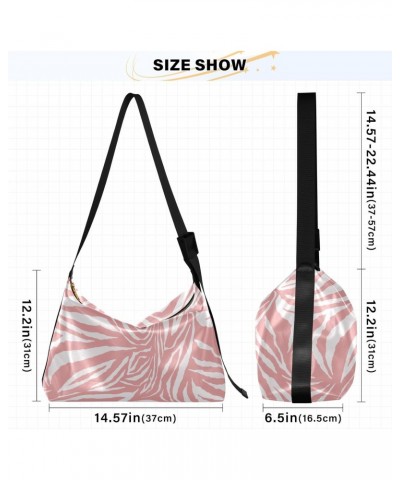 Pink Zebra Print Shoulder Bag Large Slouchy Hobo Bag for Women Men Waterproof PU Leather Crossbody Handbag Casual Tote with A...