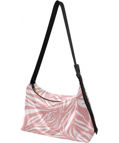 Pink Zebra Print Shoulder Bag Large Slouchy Hobo Bag for Women Men Waterproof PU Leather Crossbody Handbag Casual Tote with A...