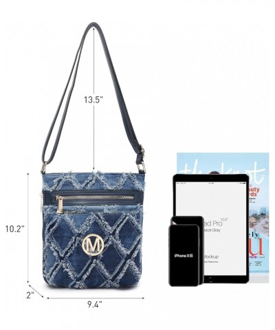 Crossbody Bags Purses for Women Trendy Multi Pockets Monogram Zip Shoulder Bags Ladies PU Leather Handbag M-denim Blue $23.00...