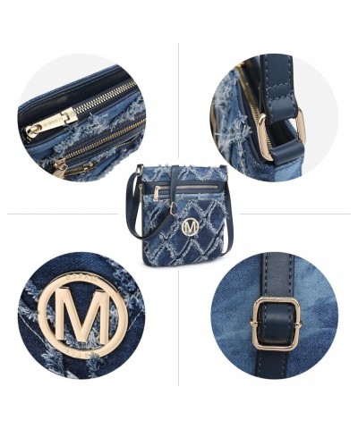 Crossbody Bags Purses for Women Trendy Multi Pockets Monogram Zip Shoulder Bags Ladies PU Leather Handbag M-denim Blue $23.00...