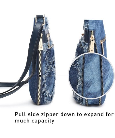 Crossbody Bags Purses for Women Trendy Multi Pockets Monogram Zip Shoulder Bags Ladies PU Leather Handbag M-denim Blue $23.00...