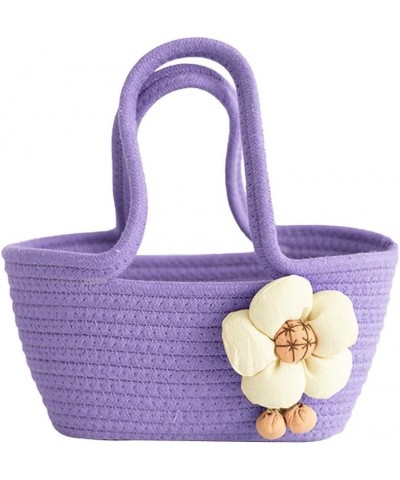 Cotton Tote Bag for Women Summer Beach Bags for Women Cute Flower Tote Bags for Women Holiday Tote Purse Bag Handbags Purple ...